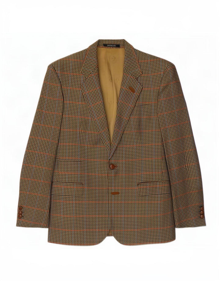 Dack's Mens 2 Button Blazer Jacket UK 38 Medium Brown Houndstooth Wool