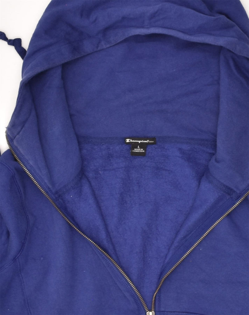 CHAMPION Womens Zip Hoodie Sweater UK 16 Large Navy Blue Cotton | Vintage Champion | Thrift | Second-Hand Champion | Used Clothing | Messina Hembry 