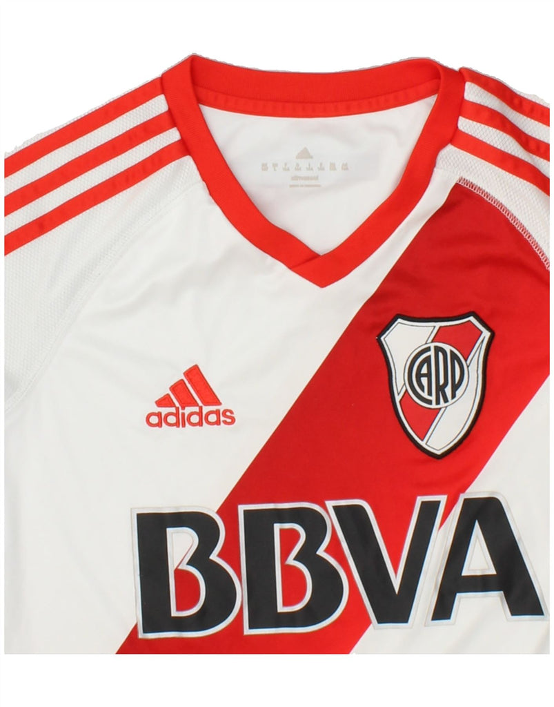 ADIDAS Boys Club Atletico River Plate T-Shirt Top 13-14 Years White Vintage Adidas and Second-Hand Adidas from Messina Hembry 