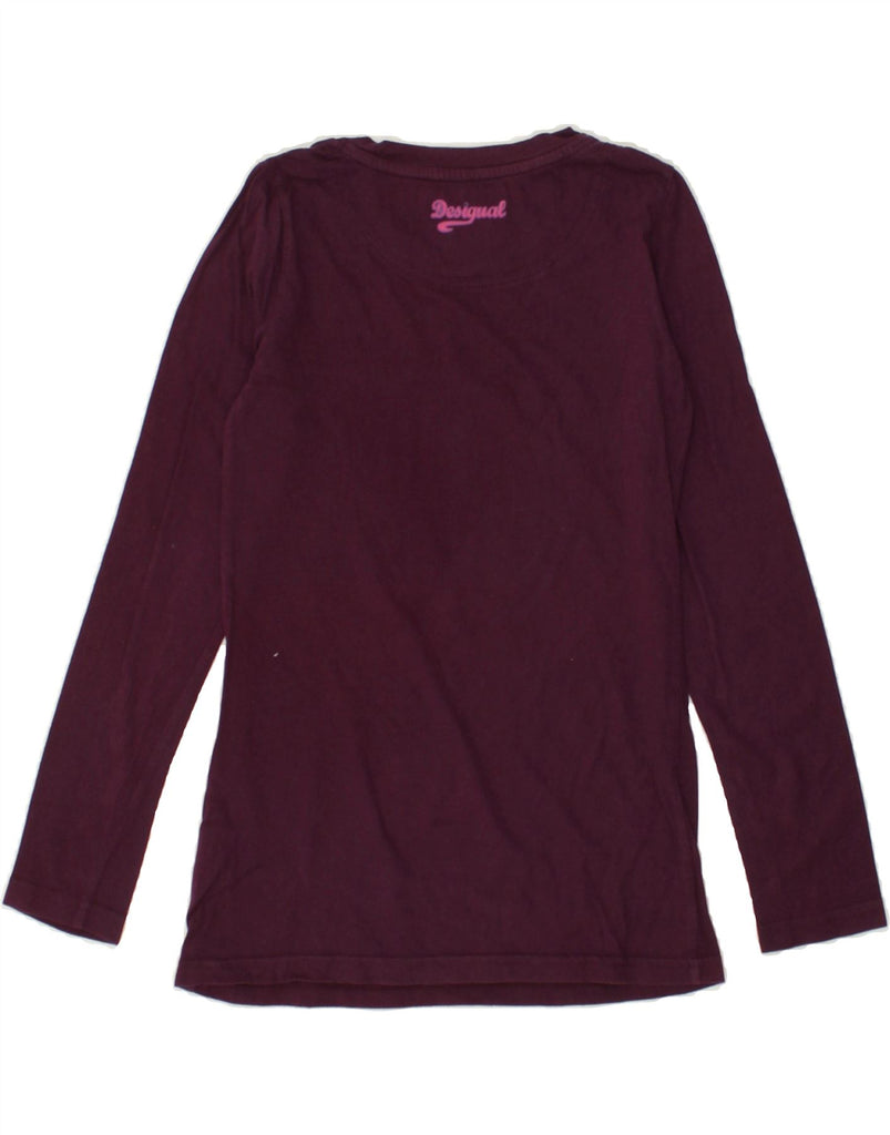 DESIGUAL Girls Graphic Top Long Sleeve 11-12 Years Burgundy Cotton | Vintage Desigual | Thrift | Second-Hand Desigual | Used Clothing | Messina Hembry 