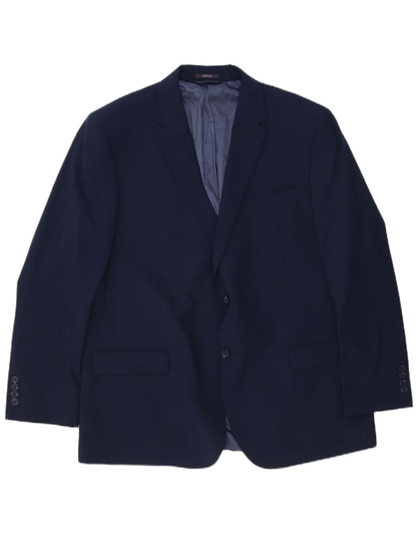 Marks & Spencer Mens Long 2 Button Blazer Jacket UK 48 4XL Navy Blue Wool