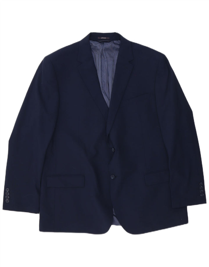 Marks & Spencer Mens Long 2 Button Blazer Jacket UK 48 4XL Navy Blue Wool