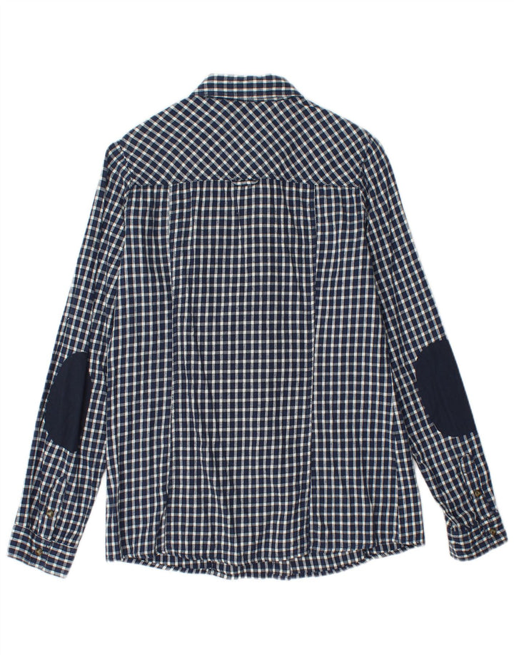 BRUGI Womens Shirt UK 12 Medium Navy Blue Gingham Cotton