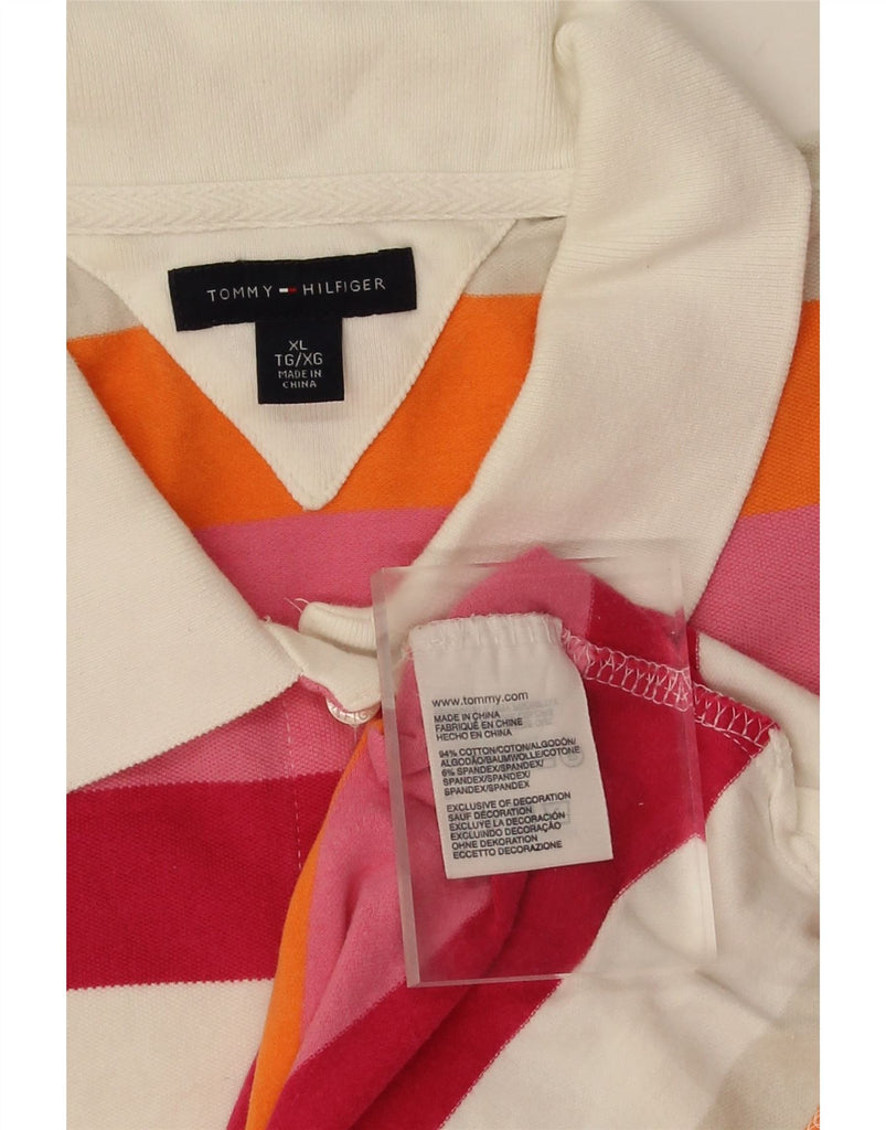 TOMMY HILFIGER Womens Polo Shirt UK 18 XL Multicoloured Striped Cotton Vintage Tommy Hilfiger and Second-Hand Tommy Hilfiger from Messina Hembry 