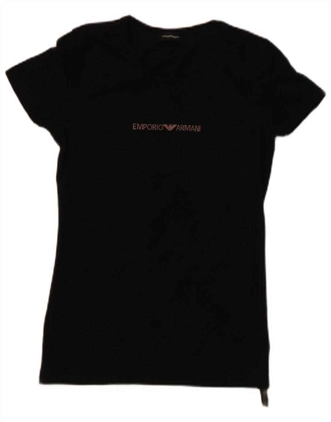 EMPORIO ARMANI Womens Graphic T-Shirt Top UK 8 Small Black Cotton