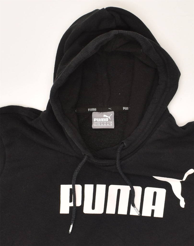 PUMA Womens Graphic Hoodie Jumper UK 18 XL  Black Cotton | Vintage Puma | Thrift | Second-Hand Puma | Used Clothing | Messina Hembry 