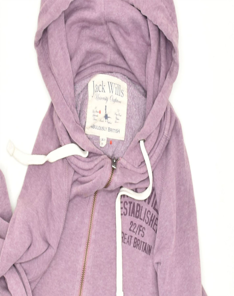 JACK WILLS Womens Zip Hoodie Sweater UK 10 Small Purple Cotton | Vintage | Thrift | Second-Hand | Used Clothing | Messina Hembry 