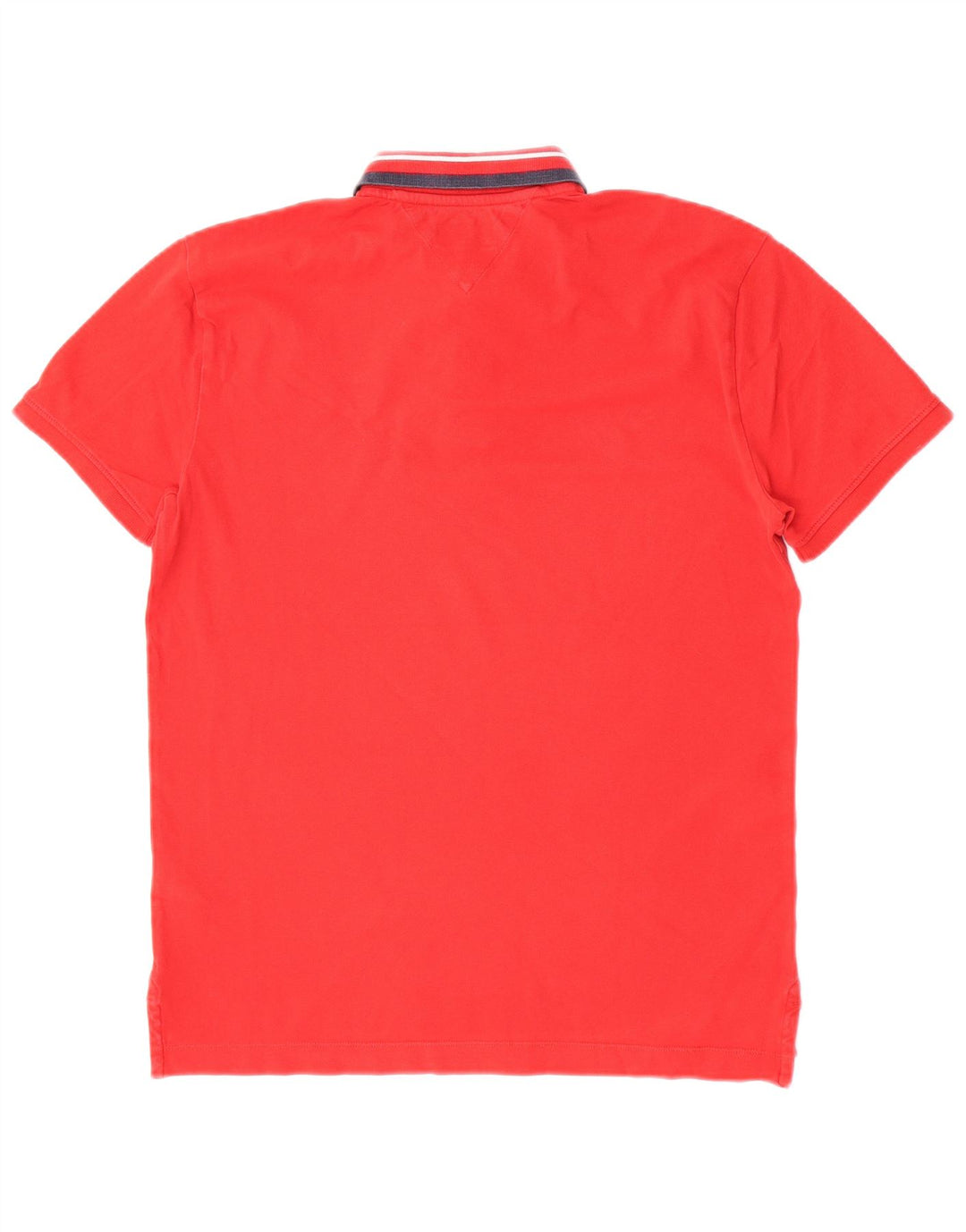 Tommy Hilfiger Mens Polo Shirt Medium Red Striped Cotton