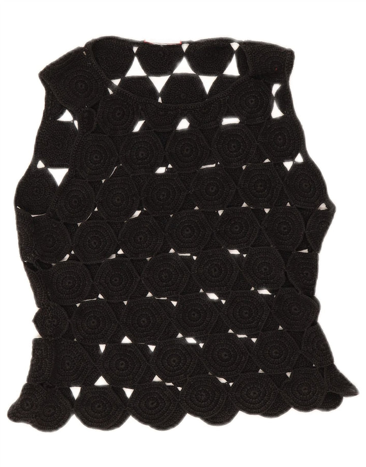 Max & Co. Womens Sleeveless Crochet Crop Top UK 10 Small Black
