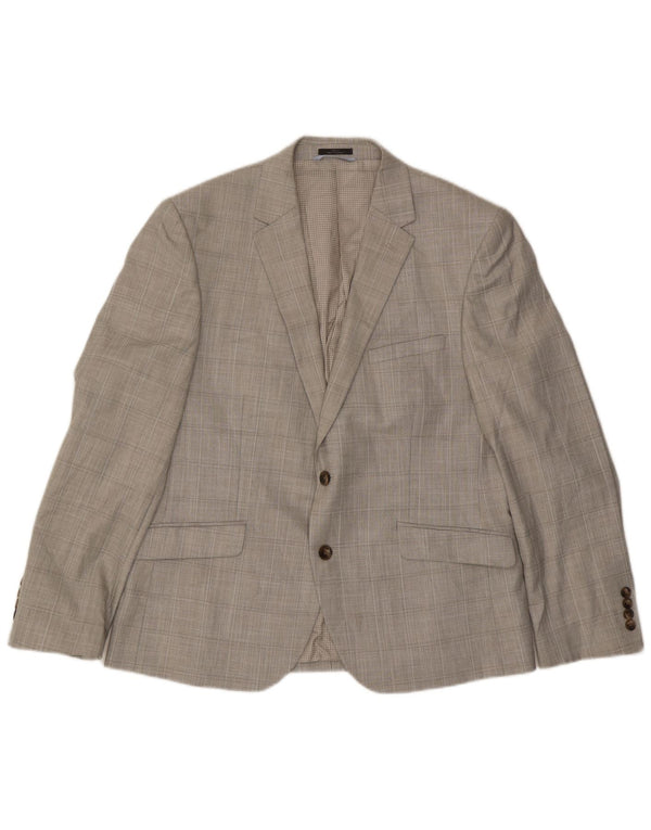 Marks & Spencer Mens Tailored 2 Button Blazer Jacket UK 42 Large Grey Check