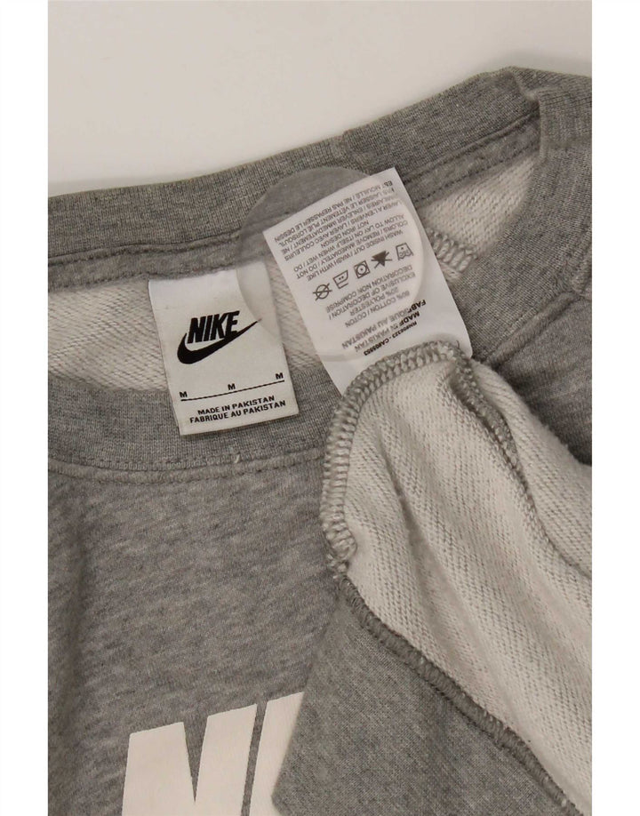 Nike Womens Graphic Sweatshirt Jumper UK 14 Medium Grey Cotton