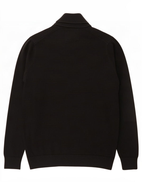 Jack & Jones Mens Shawl Neck Jumper Sweater Small Black