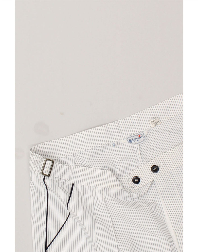 ERMENEGILDO ZEGNA Womens Chino Shorts UK 18 XL W36 White Pinstripe Cotton | Vintage Ermenegildo Zegna | Thrift | Second-Hand Ermenegildo Zegna | Used Clothing | Messina Hembry 