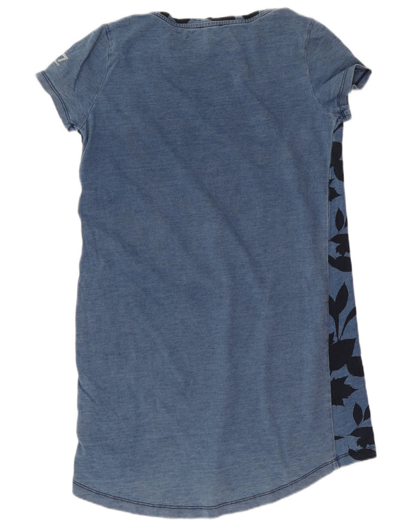 Emporio Armani Womens Graphic Loose Fit T-Shirt Dress UK 4 XS Blue Floral