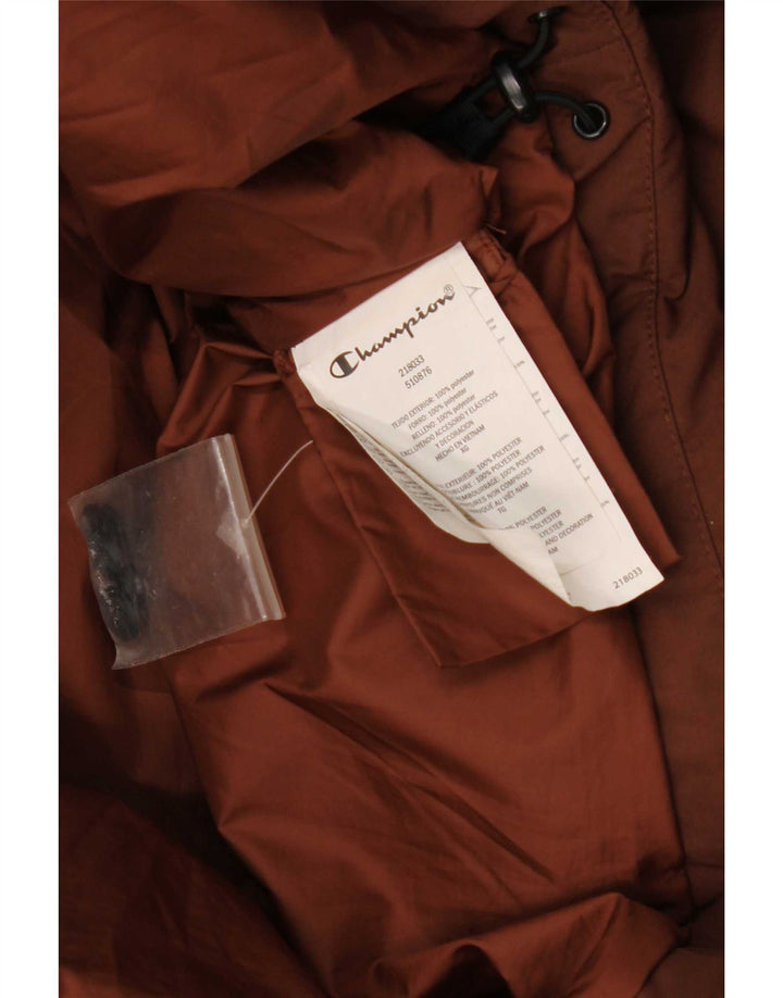 Champion Mens Hooded Padded Jacket UK 42 XL Brown Polyester