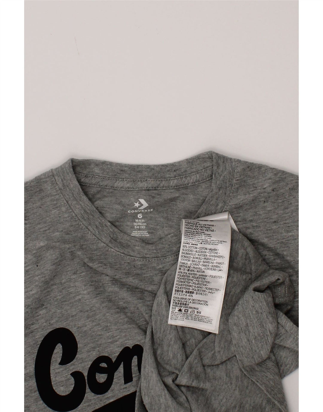 Converse Boys Graphic T-Shirt Top 5-6 Years Medium  Grey Cotton
