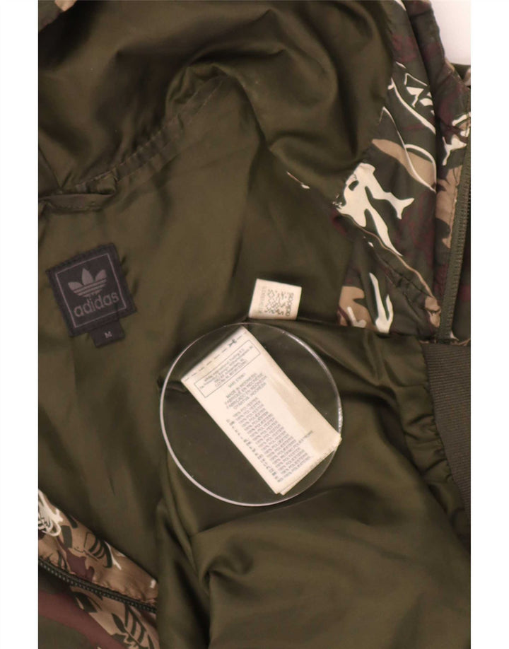 Adidas Mens Hooded Tracksuit Top Jacket Medium Khaki Camouflage Polyester