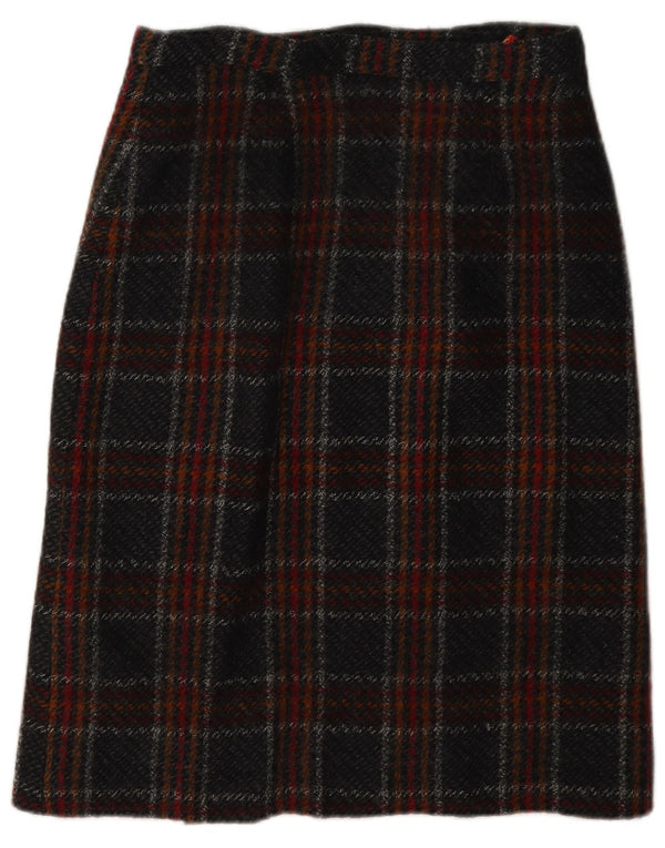 Vintage Womens Knit Wrap Skirt W26 Small Black Check
