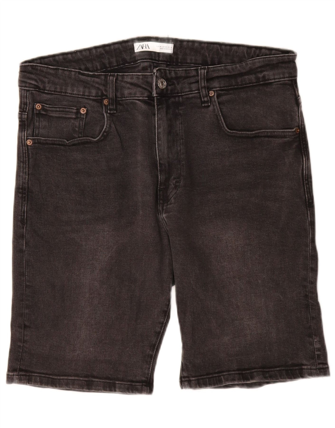 ZARA Mens Denim Shorts EU 46 XL W36 Grey Cotton