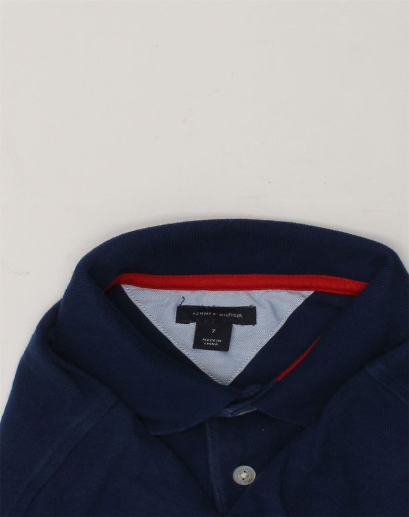 TOMMY HILFIGER Boys Polo Shirt 6-7 Years Navy Blue Cotton | Vintage Tommy Hilfiger | Thrift | Second-Hand Tommy Hilfiger | Used Clothing | Messina Hembry 