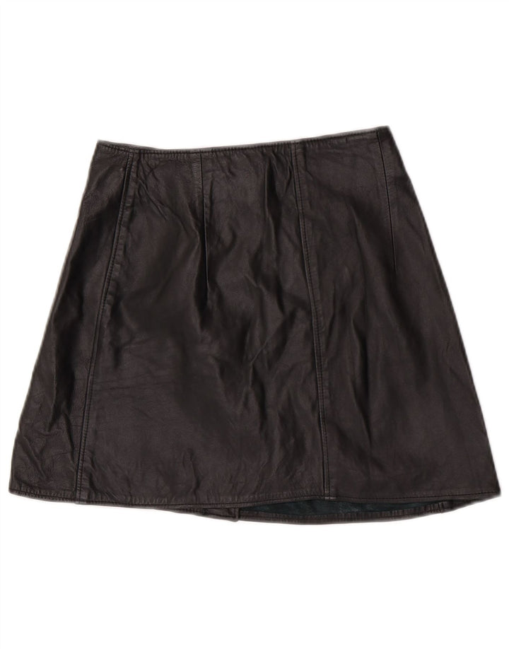 Conbipel Womens Wrap Leather Skirt IT 44 Medium W32  Black Leather