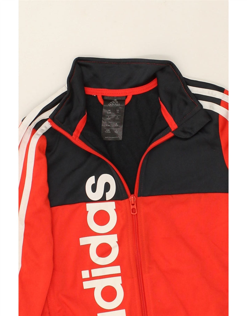 ADIDAS Boys Graphic Tracksuit Top Jacket 7-8 Years Red Colourblock | Vintage Adidas | Thrift | Second-Hand Adidas | Used Clothing | Messina Hembry 