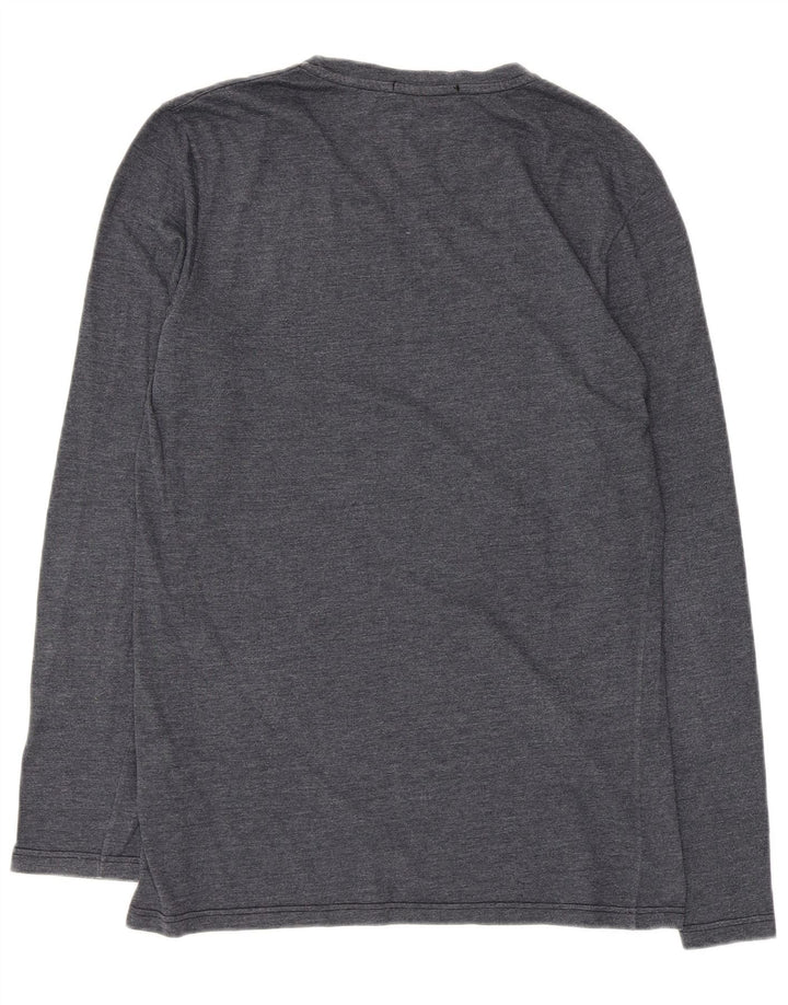 Fred Perry Womens Top Long Sleeve UK 14 Medium Navy Blue Cotton