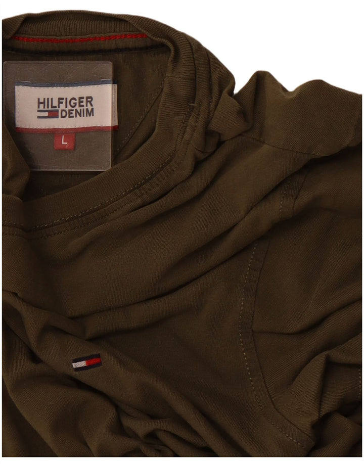 TOMMY HILFIGER Mens T-Shirt Top Large Khaki