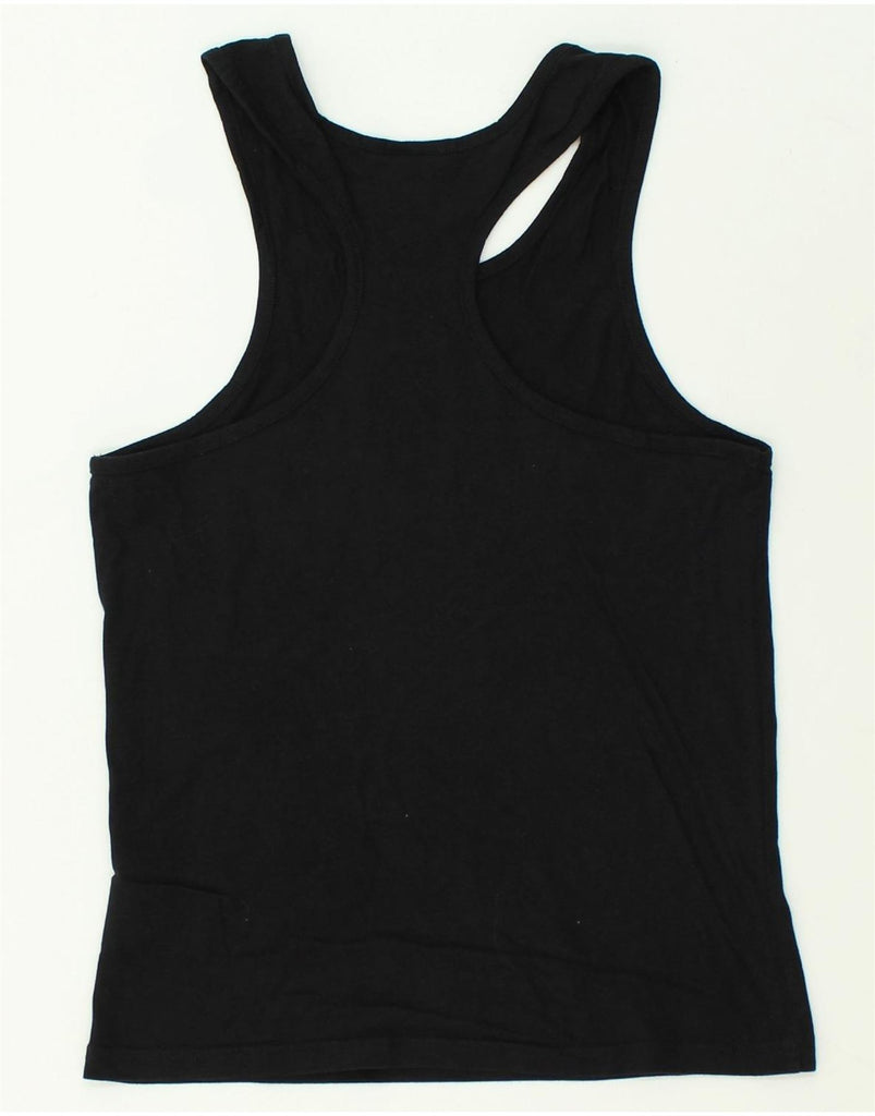 ELLESSE Womens Graphic Vest Top UK 8 Small Black Cotton | Vintage Ellesse | Thrift | Second-Hand Ellesse | Used Clothing | Messina Hembry 