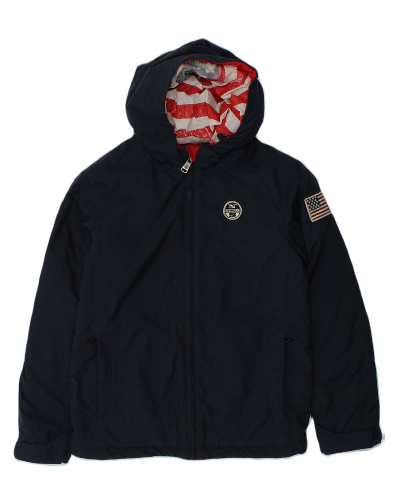 NORTH SAILS Boys Hooded Padded Jacket 7-8 Years Navy Blue Polyamide | Vintage North Sails | Thrift | Second-Hand North Sails | Used Clothing | Messina Hembry 