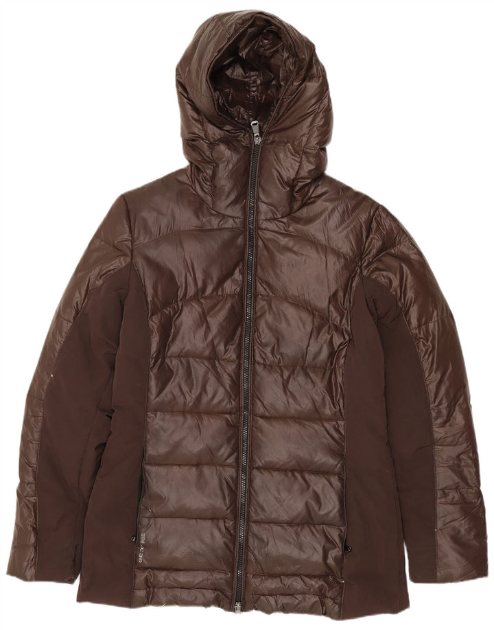 Geox Womens Hooded Padded Jacket UK 8 Small  Brown Colourblock Polyester
