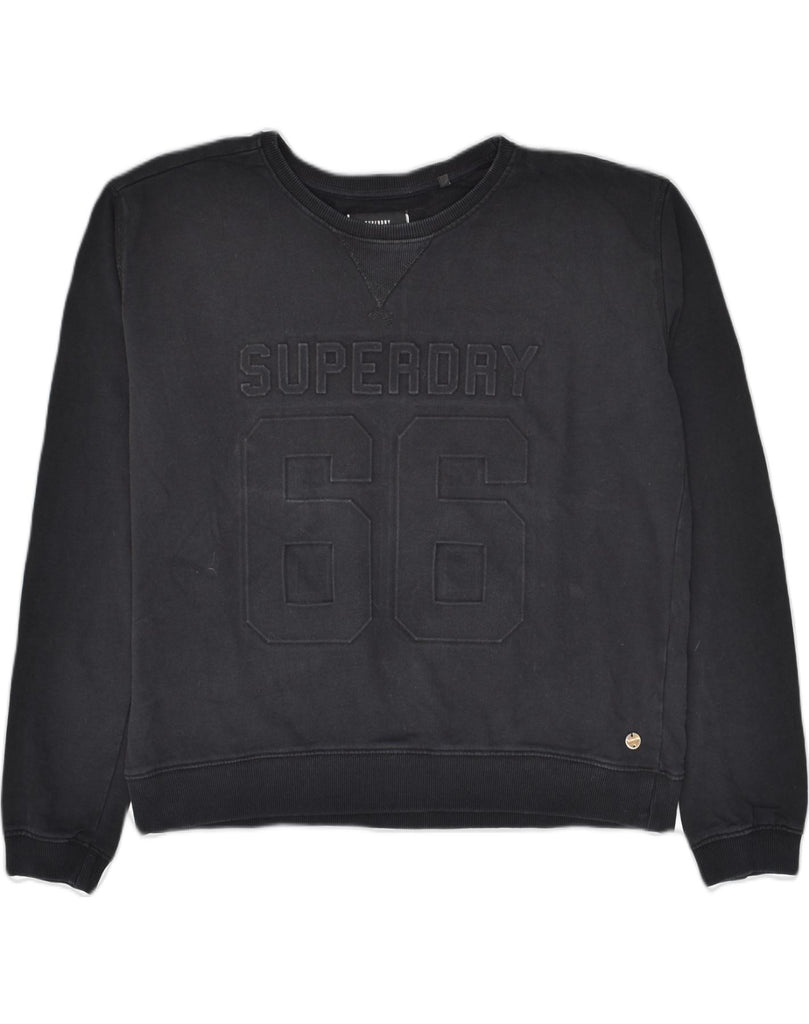 SUPERDRY Womens Oversized Graphic Sweatshirt Jumper UK 16 Large Navy Blue | Vintage Superdry | Thrift | Second-Hand Superdry | Used Clothing | Messina Hembry 