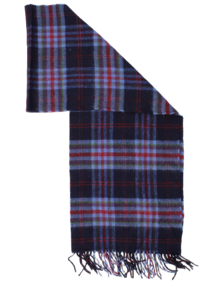 Ireland Mens Rectangle Scarf One Size Navy Blue Plaid Merino Wool Winter