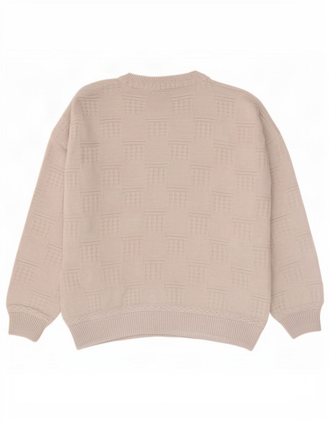 Paco Calvari Mens Crew Neck Jumper Sweater IT 50/52 Medium White Geometric