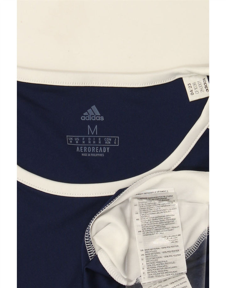 Adidas Mens Aeroready T-Shirt Top Medium Navy Blue Colourblock Polyester
