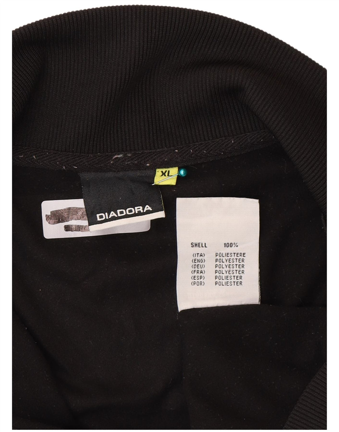 Diadora Mens Tracksuit Top Jacket XL Black Polyester