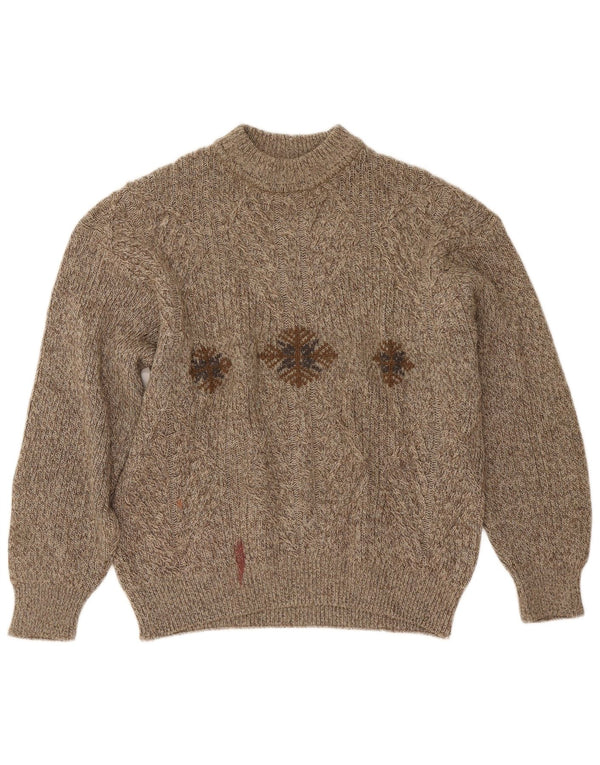 Cacharel Mens Crew Neck Jumper Sweater Large Beige Fair Isle