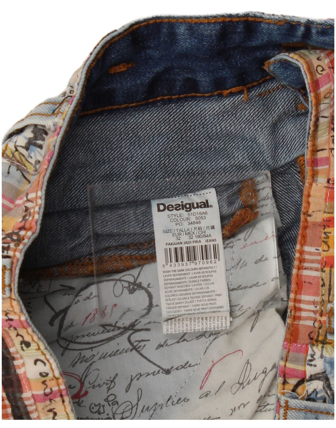 Desigual Mens Straight Jeans W32 L30 Blue Cotton