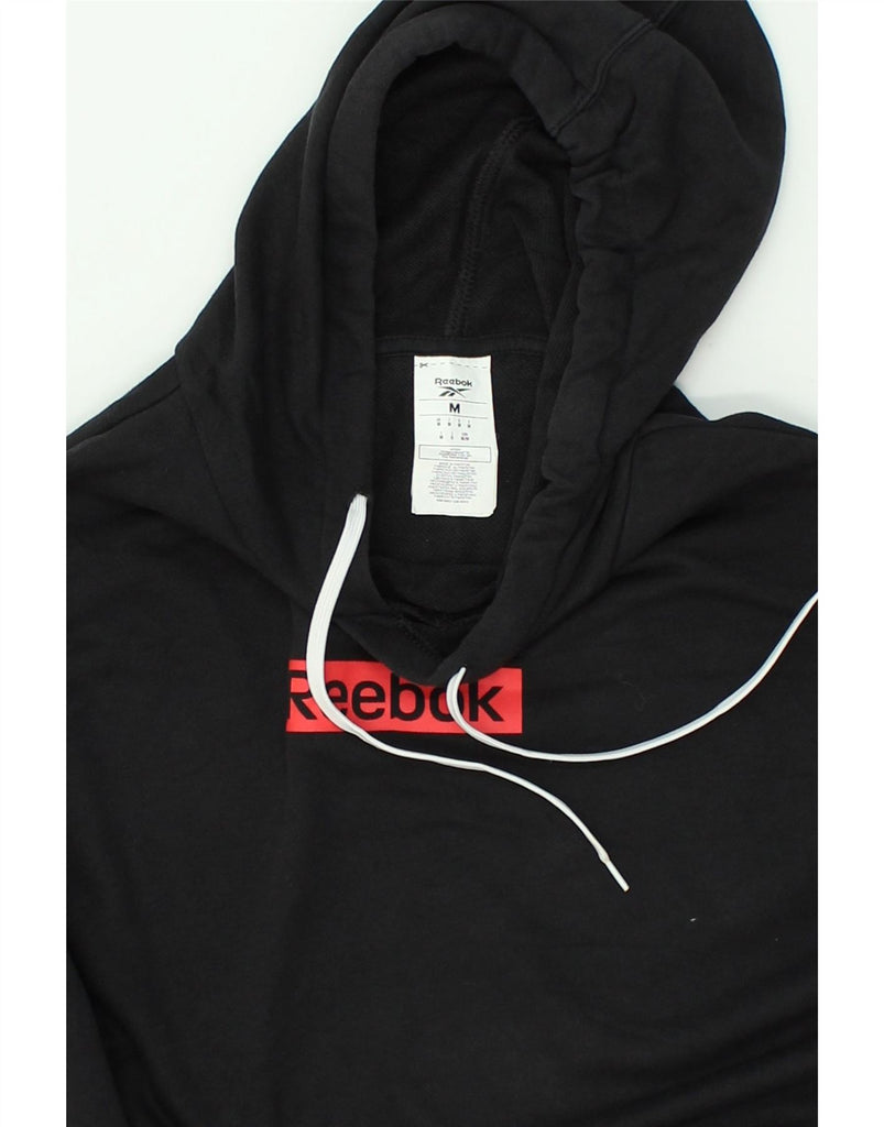 REEBOK Mens Graphic Hoodie Jumper Medium Black Cotton | Vintage Reebok | Thrift | Second-Hand Reebok | Used Clothing | Messina Hembry 