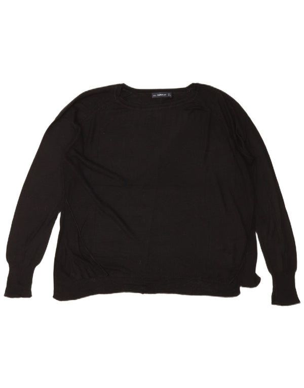 Zara Womens Boat Neck Jumper Sweater UK 16 Large Black