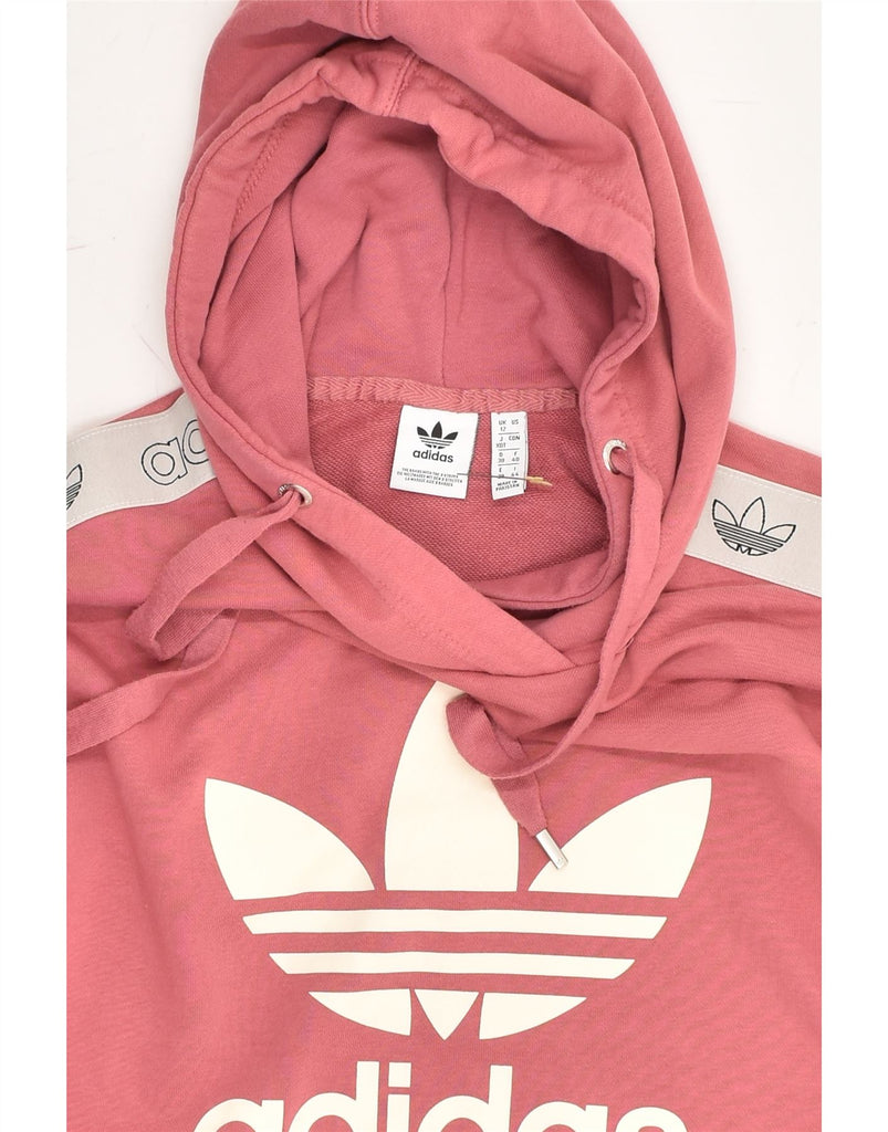 ADIDAS Womens Graphic Hoodie Jumper UK 12 Medium Pink Cotton | Vintage Adidas | Thrift | Second-Hand Adidas | Used Clothing | Messina Hembry 