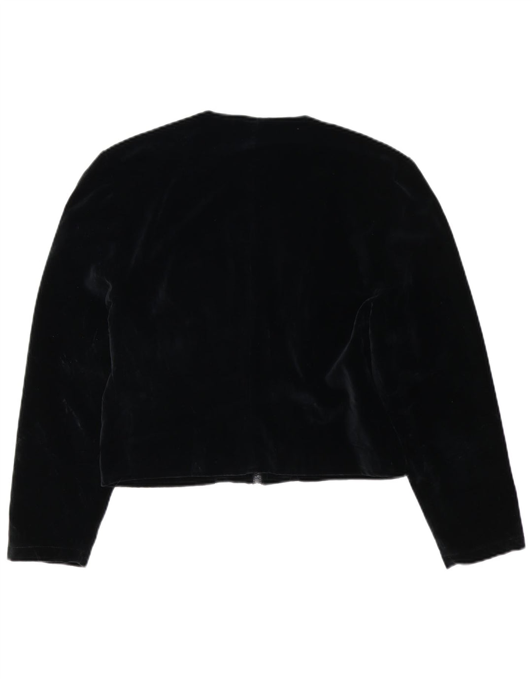 Vintage Womens Crop Velvet Blazer Jacket UK 14 Medium Black Cotton