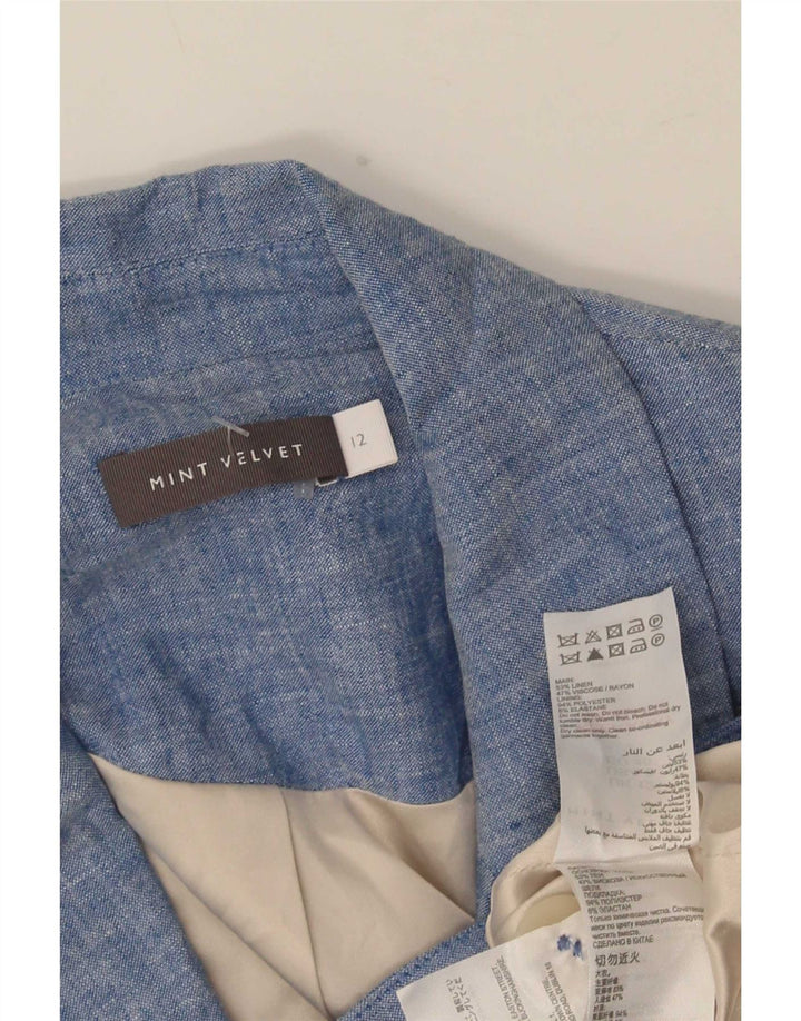 MINT VELVET Womens 1 Button Blazer Jacket UK 12 Medium Blue Linen