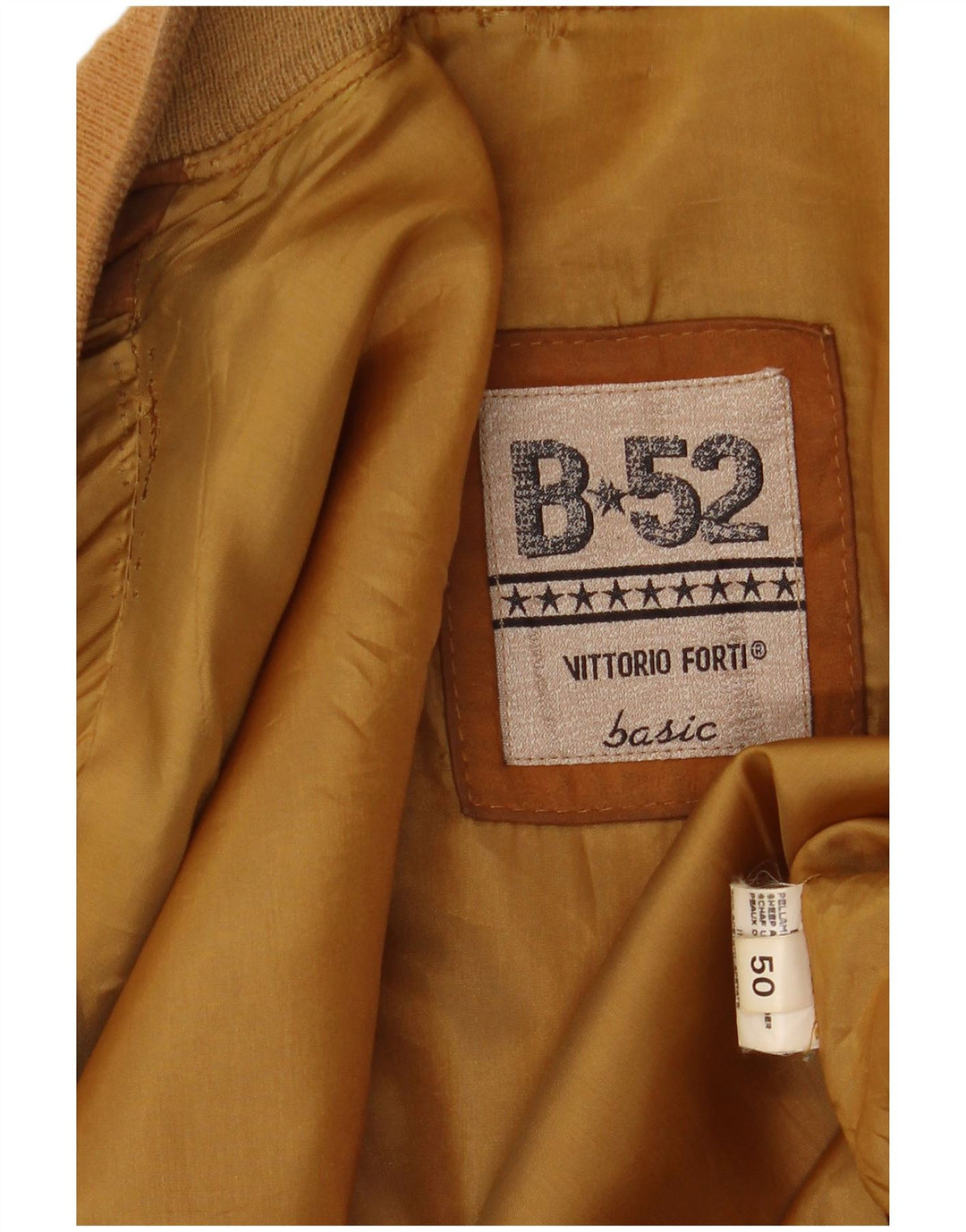 Vittorio Forti Mens Suede Bomber Jacket IT 50 Large Beige Leather