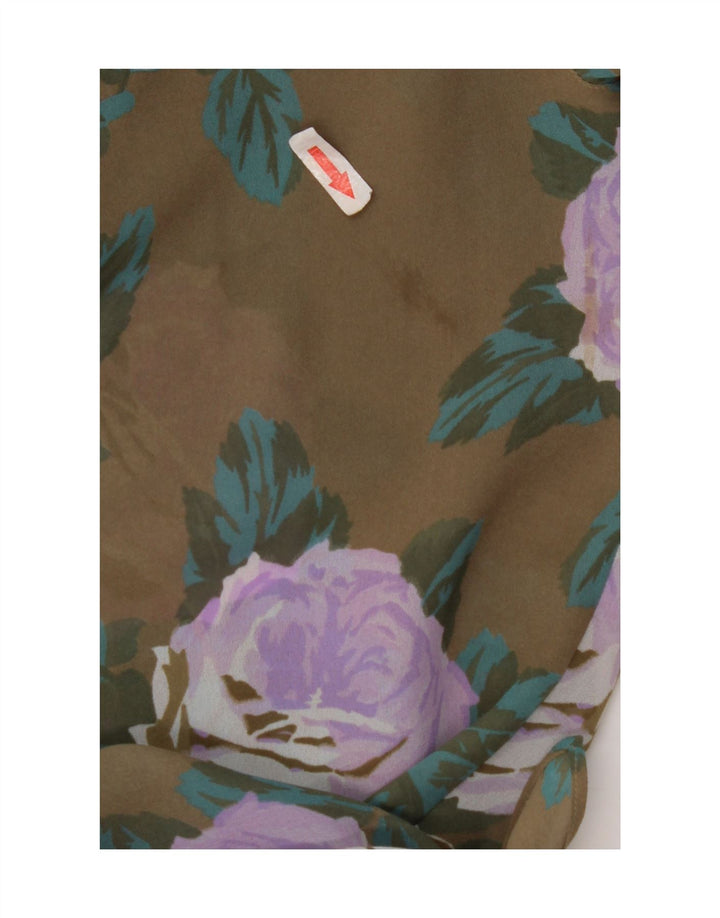 Marella Womens Wrap Crop Shirt Blouse UK 12 Medium Brown Floral Polyester
