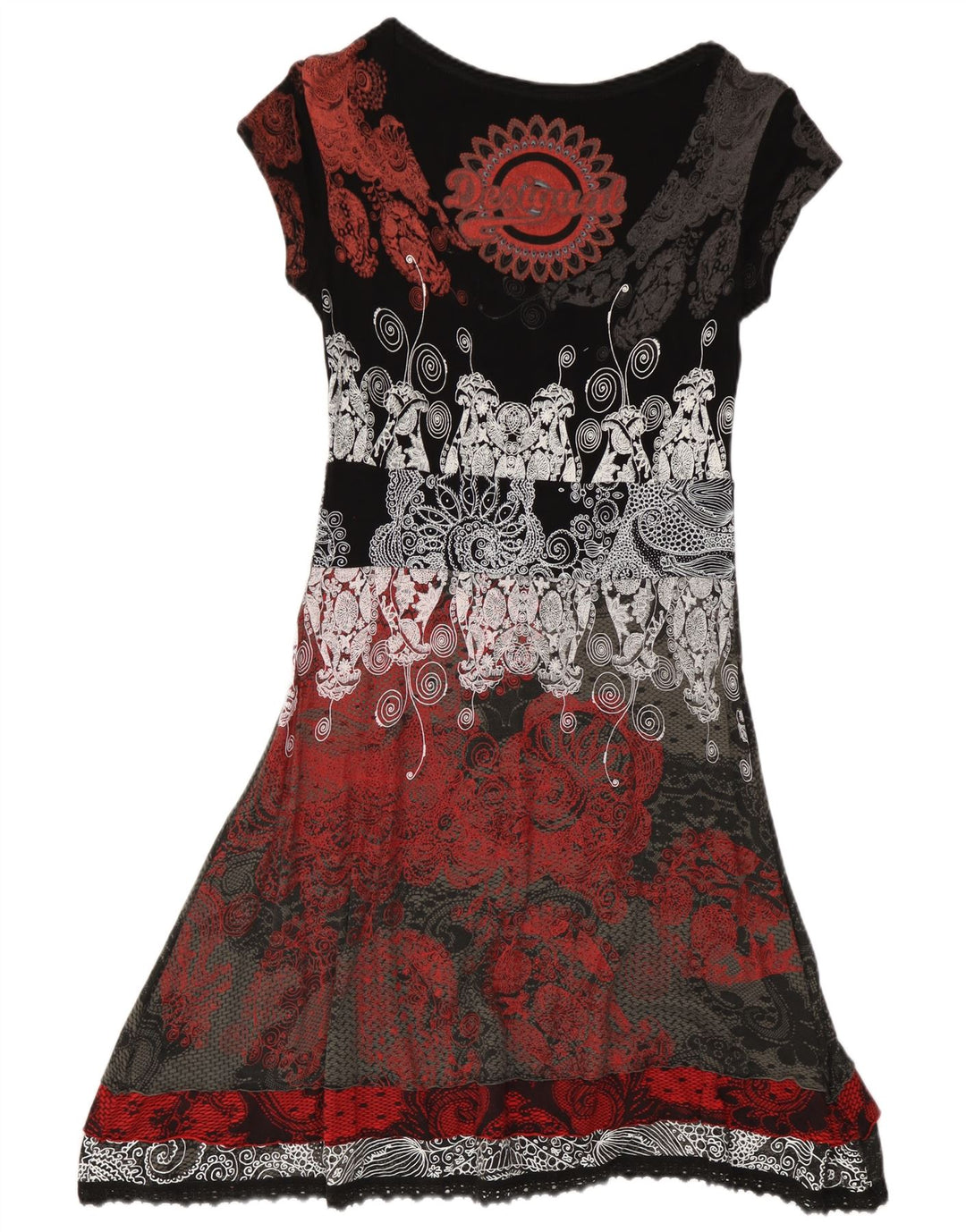 Desigual Womens A-Line Dress UK 12 Medium Black Floral