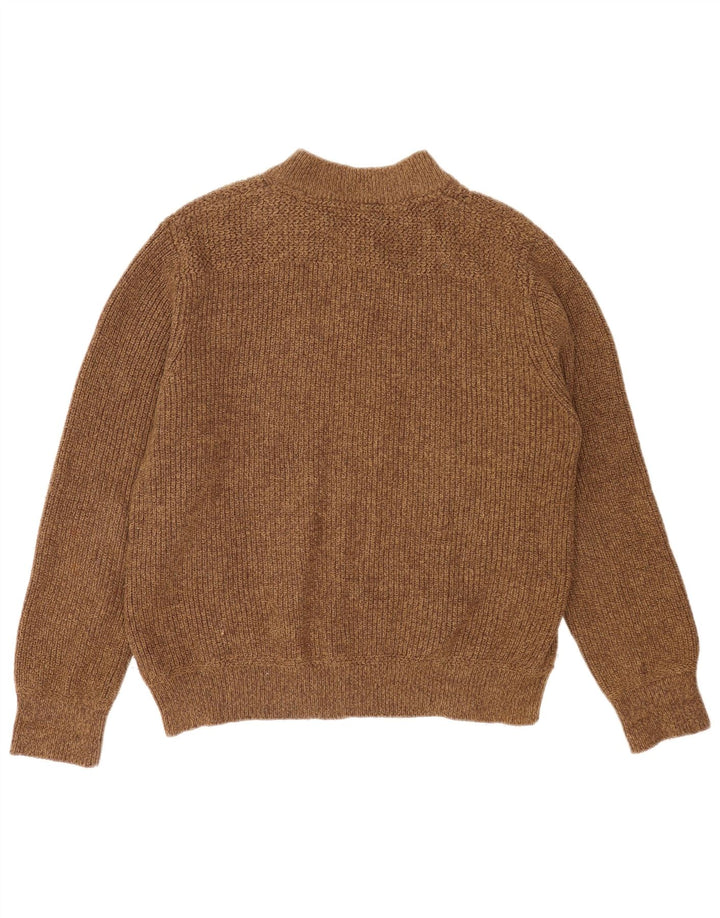 Eddie Bauer Mens Button Neck Jumper Sweater Medium Brown Flecked