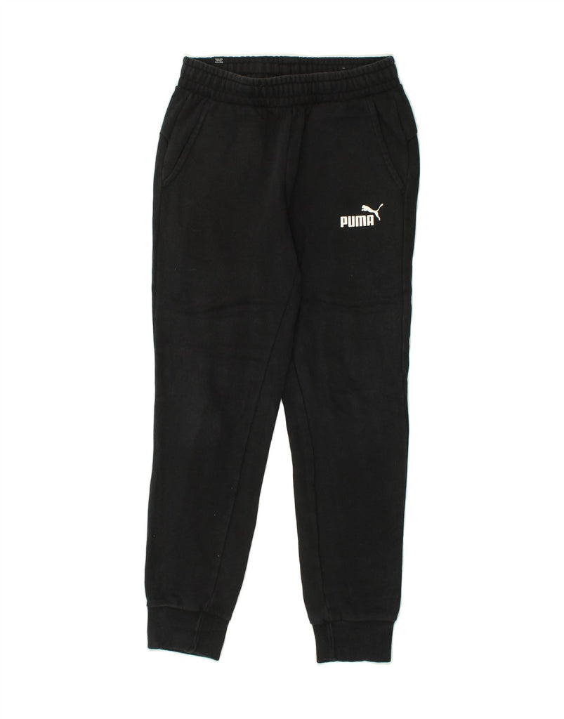 PUMA Mens Tracksuit Trousers Joggers Small Black Cotton | Vintage Puma | Thrift | Second-Hand Puma | Used Clothing | Messina Hembry 