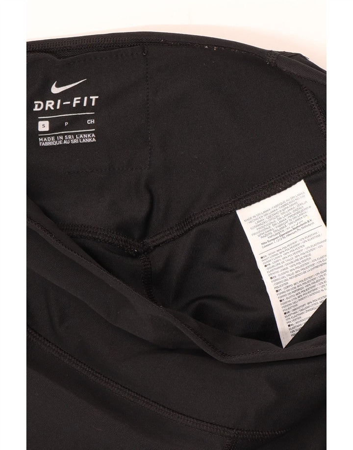 Nike Womens Dri Fit Graphic Leggings UK 10 Small Black Polyester