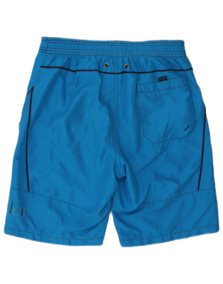 Calvin Klein Mens Graphic Swimming Shorts Small Blue Polyester